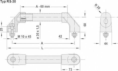 Rohde Gép fogantyú, RS RS-30.400.62 (H x Sz) 444 mm x 44 mm Alumínium Ezüst 2. kép
