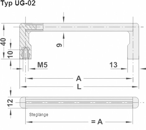 Rohde Univerzális készülékfogantyú, UG UG-02.100.04 (H x Sz) 114 mm x 12 mm Alumínium Fekete 2. kép