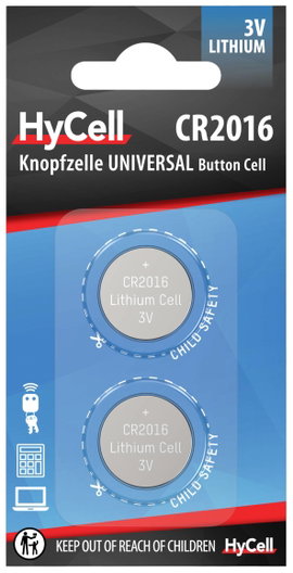 CR2016 lítium gombelem, 3 V, 70 mA, HyCell BR2016, DL2016, ECR2016, KCR2016, KL2016, KECR2016, LM201