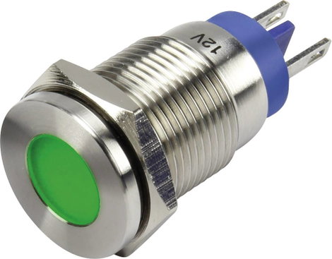 Beépíthető LED-es jelzőlámpa zöld 12 V Tru Components GQ16F-D/G/12V/N