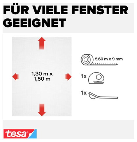 TESA® COMFORT szúnyogháló ablakra, 1,3 x 1,5 m, fehér 4. kép