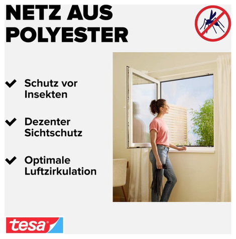 TESA® COMFORT szúnyogháló ablakra, 1,3 x 1,5 m, fehér 6. kép