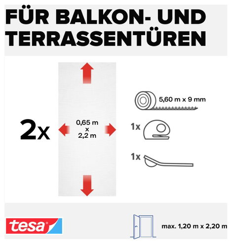 TESA® COMFORT szúnyogháló ajtóra, 2,2 x 1,2 m, antracit 4. kép