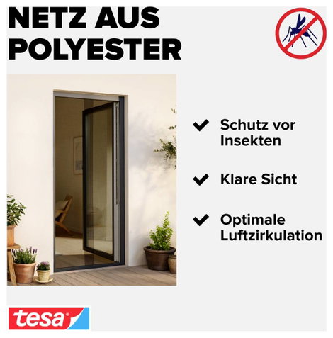 TESA® COMFORT szúnyogháló ajtóra, 2,2 x 1,2 m, antracit 6. kép