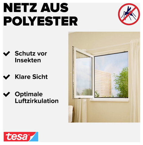 TESA® STANDARD szúnyogháló ablakra, 1 x 1 m, antracit 6. kép