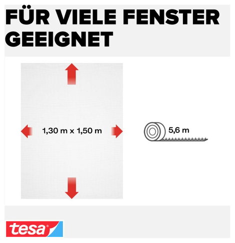 TESA® STANDARD szúnyogháló ablakra, 1,3 x 1,5 m, fehér 4. kép