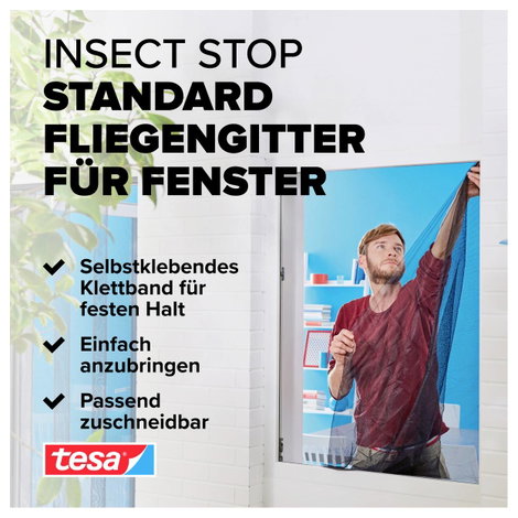 TESA® STANDARD szúnyogháló ablakra, 1,5 x 1,8 m, fehér 2. kép