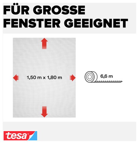 TESA® STANDARD szúnyogháló ablakra, 1,5 x 1,8 m, fehér 3. kép