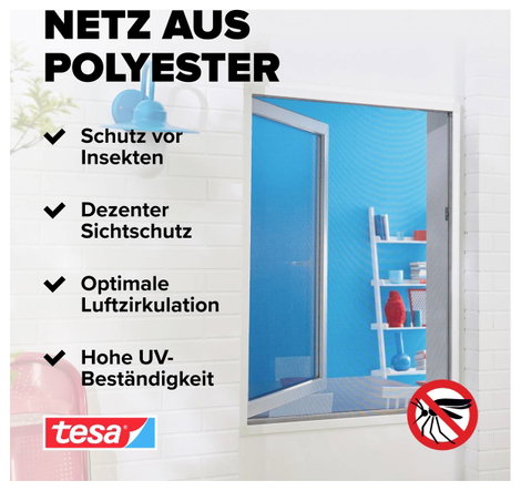 TESA® STANDARD szúnyogháló ablakra, 1,5 x 1,8 m, fehér 5. kép