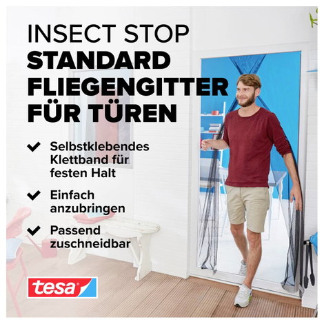 Szúnyogháló ajtóra 2,2 x 1,3 m, antracit, TESA® STANDARD 55679-21 2. kép