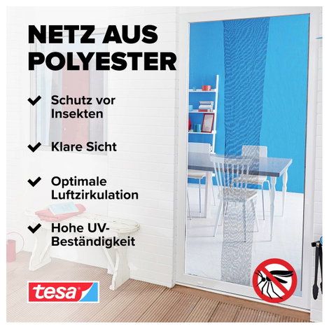 Szúnyogháló ajtóra 2,2 x 1,3 m, antracit, TESA® STANDARD 55679-21 5. kép