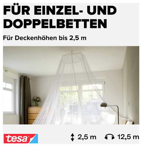 Szúnyogháló és moszkitóháló, ágy fölé helyezhető, TESA Insect Stop COMFORT 558 4. kép