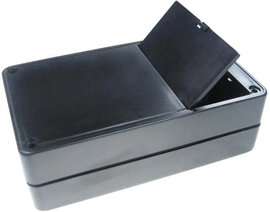 Kemo G02B műanyag műszer doboz elemtartóval, 123x72x39 mm, fekete