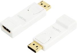DisplayPort - HDMI átalakító adapter, 1x DisplayPort dugó - 1x HDMI aljzat, aranyozott, fehér, LogiL