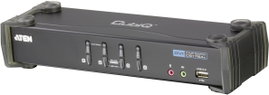 4 portos KVM switch, (billentyűzet, video, egér) elosztó, és USB 2.0 Hub Aten CS1764A-AT-G