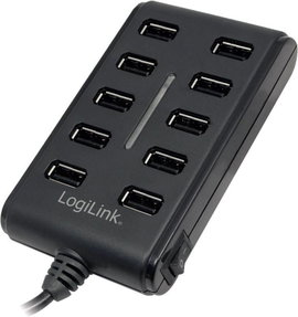 10 portos USB 2.0 hub, elosztó fekete, LogiLink UA0125