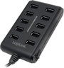 10 portos USB 2.0 hub, elosztó fekete, LogiLink UA0125 bélyegkép