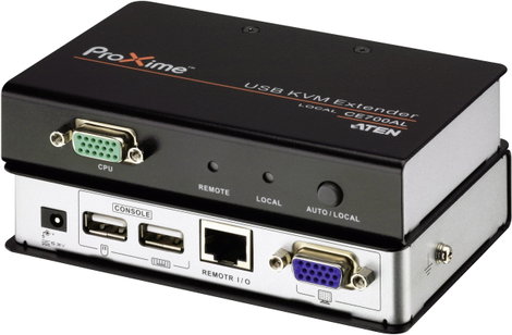 VGA, USB 2.0 KVM extender jelerősítő, jeltovábbító RJ45 csatlakozással 150 m-ig Aten CE700A-AT-G