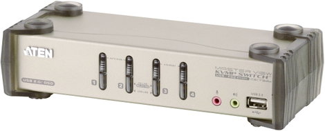 4 portos USB-s KVM switch, (billentyűzet, video, egér) elosztó, PS/2 és VGA elosztó Aten CS1734B-AT-