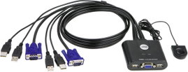 2 portos USB-s KVM switch, (billentyűzet, video, egér) elosztó, VGA kimenettel Aten CS22U-AT