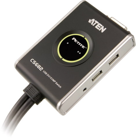 2 portos USB-s KVM switch, (billentyűzet, video, egér) elosztó, DVI kimenettel Aten CS682-AT 2. kép