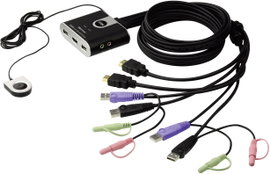 2 portos USB-s KVM switch, (billentyűzet, video, egér) elosztó, HDMI kimenettel Aten CS692-AT
