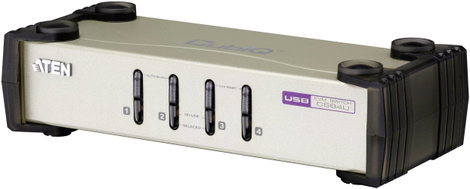 4 portos USB-s KVM switch, (billentyűzet, video, egér) elosztó, PS/2 és VGA kimenettel Aten CS84U-AT