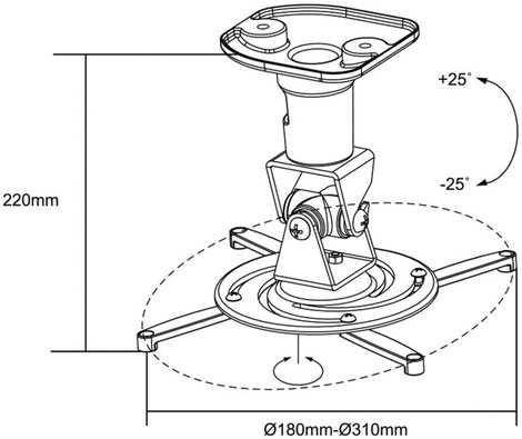 Mennyezeti projektor tartó konzol, dönthető, forgatható, max. távolság: 22 cm, fehér, LogiLink BP000 6. kép