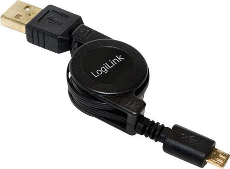 USB - Mikro USB átalakító kábel, feltekercselővel 0.75 m fekete LogiLink CU0090 2. kép