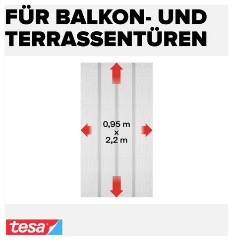 Szúnyogháló ajtóra, 2,2 m x 0,95 m, tesa® 55198-1-0 4. kép