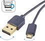 USB - Mikro USB átalakító kábel, megfordítható micro USB csatlakozóval 1m, fekete, Renkforce bélyegkép