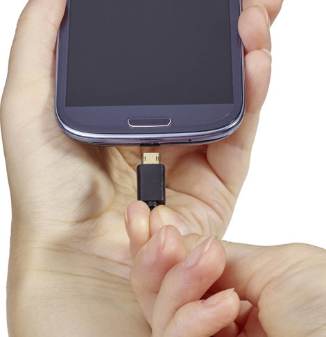 USB - Mikro USB átalakító kábel, megfordítható micro USB csatlakozóval 1m, fekete, Renkforce 3. kép