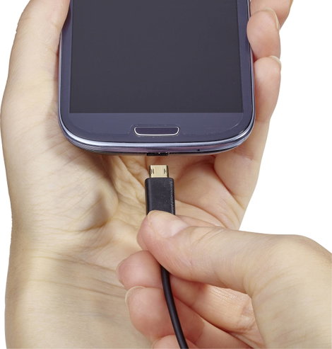 USB - Mikro USB átalakító kábel, megfordítható micro USB csatlakozóval 1m, fekete, Renkforce 4. kép