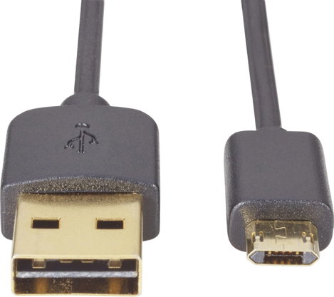 USB - Mikro USB átalakító kábel, megfordítható micro USB csatlakozóval 1m, fekete, Renkforce 5. kép
