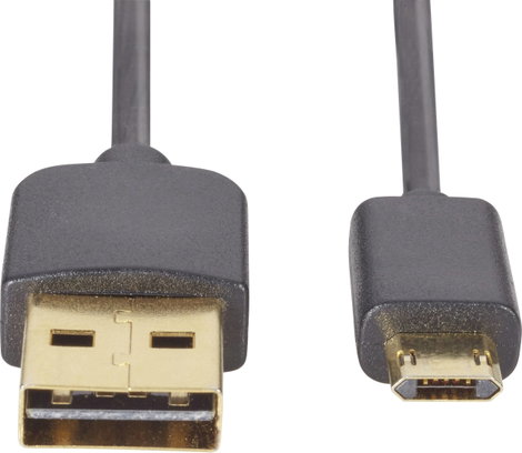 USB - Mikro USB átalakító kábel, megfordítható micro USB csatlakozóval 1m, fekete, Renkforce 6. kép