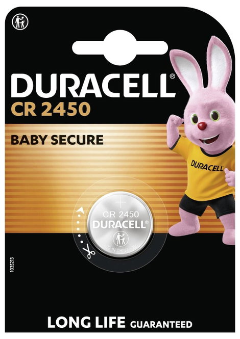 CR2450 lítium gombelem, 3 V, 620 mA, Duracell BR2450, DL2450, ECR2450, KCR2450, KL2450, KECR2450, LM