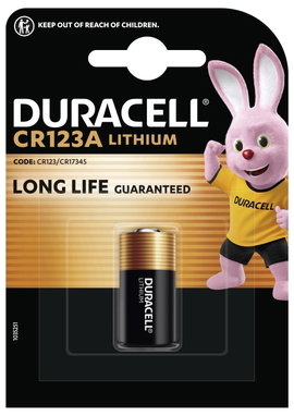 CR123A fotóelem, lítium, 3V 1400 mAh, Duracell EL123AP, K123LA, RL123A, EL123A, DL123A, 5018LC, LR12