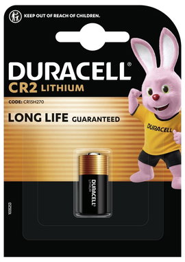CR 2 fotóelem, lítium, 3V 800 mAh, Duracell EL1CR2, KCR2, RLCR2, DLCR2, DLCR2B, DR2R, RLCR2‑L, 5046L