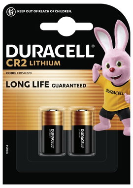 CR 2 fotóelem, lítium, 3V 800 mAh, 2 db, Duracell EL1CR2, KCR2, RLCR2, DLCR2, DLCR2B, DR2R, RLCR2‑L,