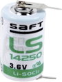 1/2 AA lítium elem, forrasztható, 3,6V 1200 mAh, forrfüles, 15 x 25 mm, Saft LS142502PF bélyegkép