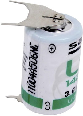 1/2 AA lítium elem, forrasztható, 3,6V 1200 mAh, forrfüles, 15 x 25 mm, Saft LS142503PF