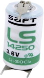 1/2 AA lítium elem, forrasztható, 3,6V 1200 mAh, forrfüles, 15 x 25 mm, Saft LS142503PFRP bélyegkép