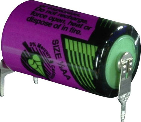 1/2 AA lítium elem, forrasztható, 3,6V 1100 mAh, forrfüles, 15 x 25 mm, Tadiran SL750PT 2. kép