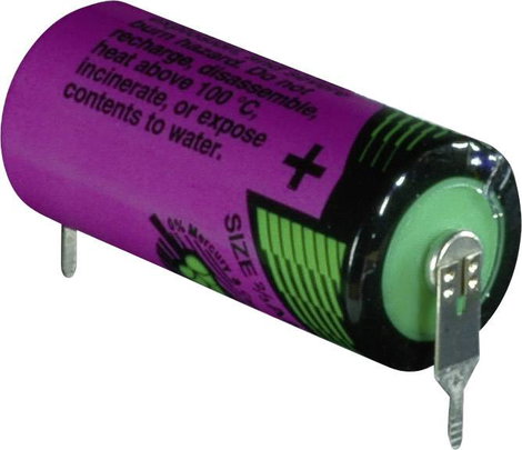 2/3 AA lítium elem, forrasztható, 3,6V 1500 mAh, forrfüles, 15 x 33 mm, Tadiran SL761PR 3. kép