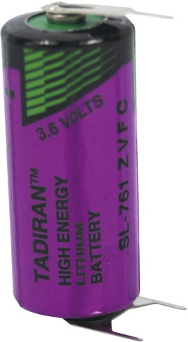2/3 AA lítium elem, forrasztható, 3,6V 1500 mAh, forrfüles, 15 x 33 mm, Tadiran SL761PT