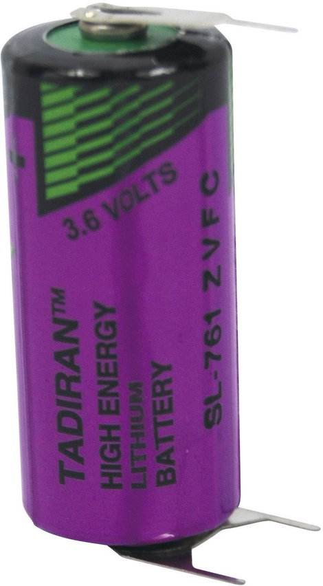 2/3 AA lítium elem, forrasztható, 3,6V 1500 mAh, forrfüles, 15 x 33 mm, Tadiran SL761PT