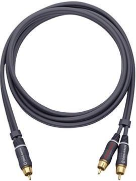 RCA Y elosztó kábel, 1x RCA dugó - 2x RCA dugó, 2 m, aranyozott, antracit, Oehlbach BOOOM 200