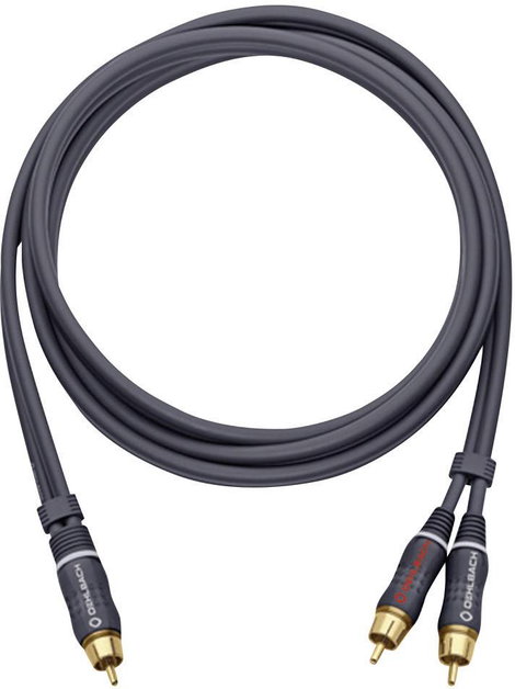 RCA Y elosztó kábel, 1x RCA dugó - 2x RCA dugó, 2 m, aranyozott, antracit, Oehlbach BOOOM 200