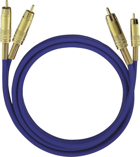 RCA audio kábel, 2x RCA dugó - 2x RCA dugó, 0,5 m, aranyozott, kék, OFC, Oehlbach NF 1 Master 3. kép