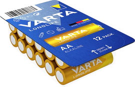 Ceruzaelem AA, alkáli mangán, 1,5V, 12 db, Varta Longlife LR06, AA, LR6, AAB4E, AM3, 815, E91, LR6N